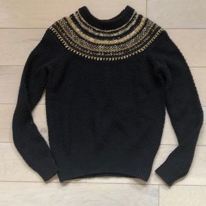Black sweater with gold fair isle yoke "The Reeds"
